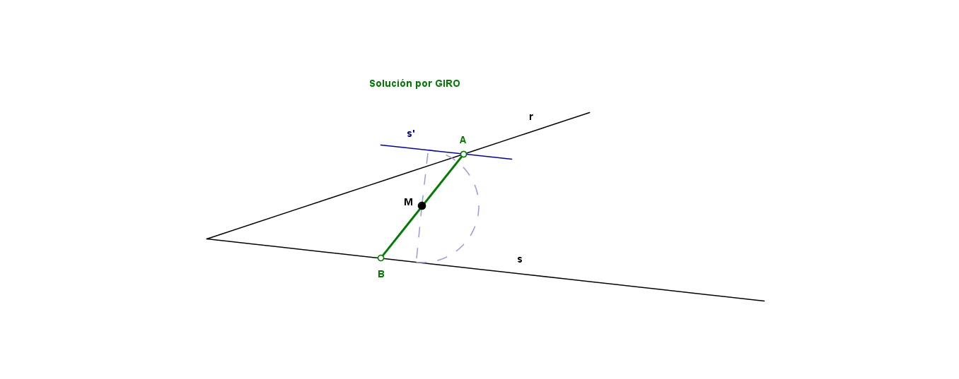 segmento apoyado en dos rectas que pasa por su punto medio dado.png