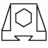 Perspectiva isométrica de una pieza con huecos y salientes hexagonales