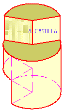 perspectiva isométrica de un ciilindro con varios cortes