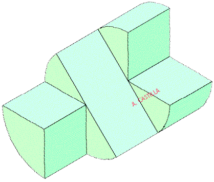 perspectiva isométrica de un cilindro con varios cortes