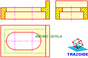 corte por el plano de simetria