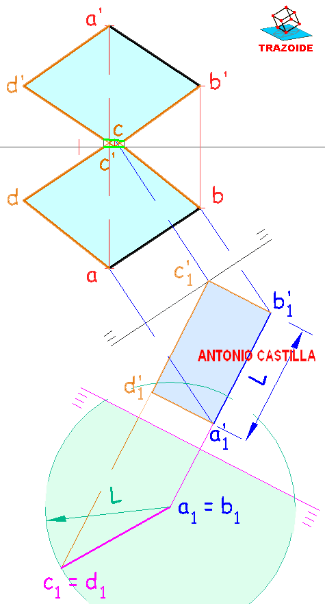 cubo conocidos tres vértices