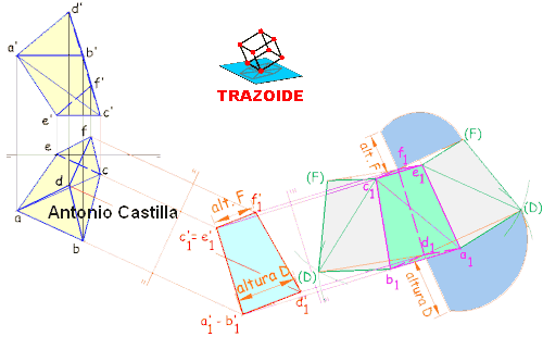 Tronco de piramide coronado por dos tetraedros - Truncated pyramid topped by two tetrahedra