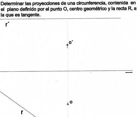 circunferencia en plano con recta y punto