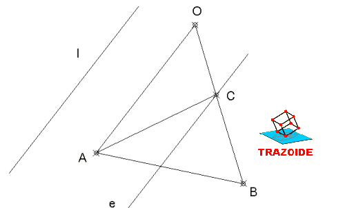 homologia de un triángulo con un punto en el eje