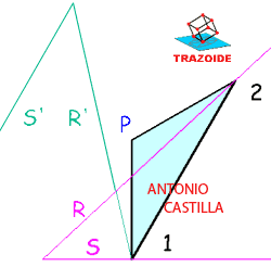 Triángulo isosceles con dos vértices apoyados en dos rectas