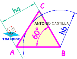 triángulo con dos alturas y un angulo