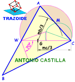 Triángulo dado un ángulo y dos medianas