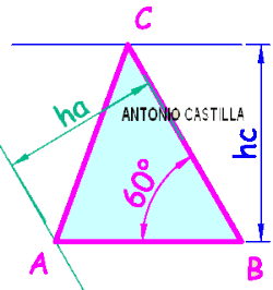 triángulo con dos ángulos y un altura