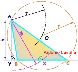 triángulo conocida la altura y la mediana