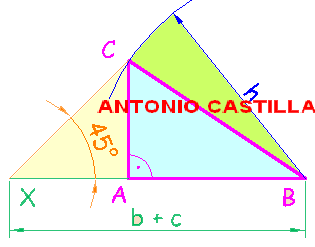 triángulo rectángulo con la suma de los catetos