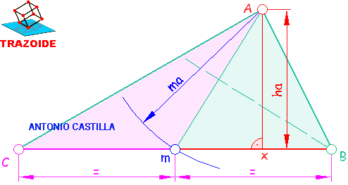 Triángulo onociendo la altura y la mediana