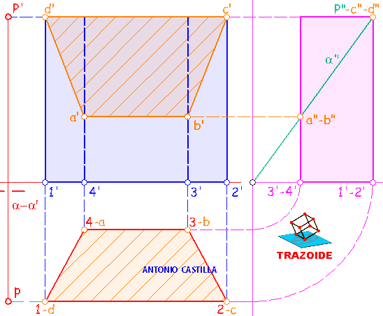 prisma recto de base cuadrangular apoyado en el plano de proyeccion