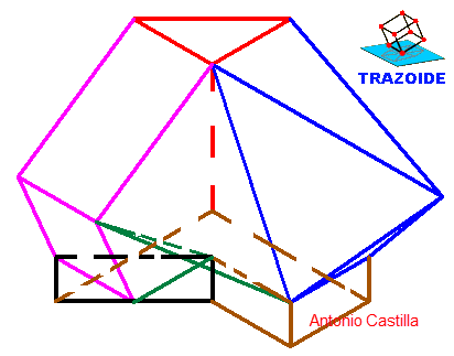 perspectiva isométrica de una pieza con planos inclinados