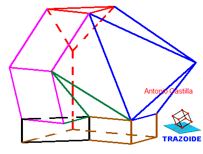 ejercicio de perspectiva trimetrica con planos inclinados