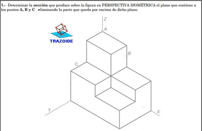 perspectiva isométrica y plano definido por tres puntos