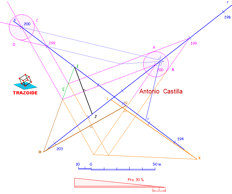 Unir dos tuberias con otra de pendiente dada