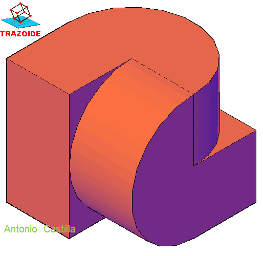 perspectiva isométrica de un cuerpo inscrito en un cubo