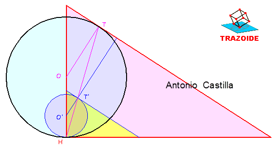 circunferencia tangente a la hipotenusa y con el centro en un cateto