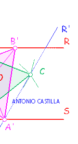 triángulo equilatero con dos vértices sobre dos rectas