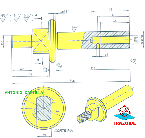 eje con canal de engrase - axle grease channel