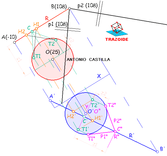 esfera apoyada en el plano horizontal de proyección - sphere resting on a horizontal plane of projection