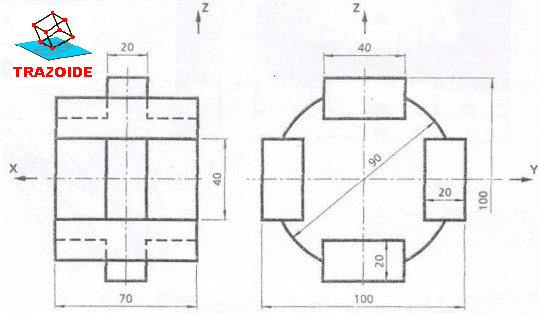 caballera de un cilindro con cuatro ranuras