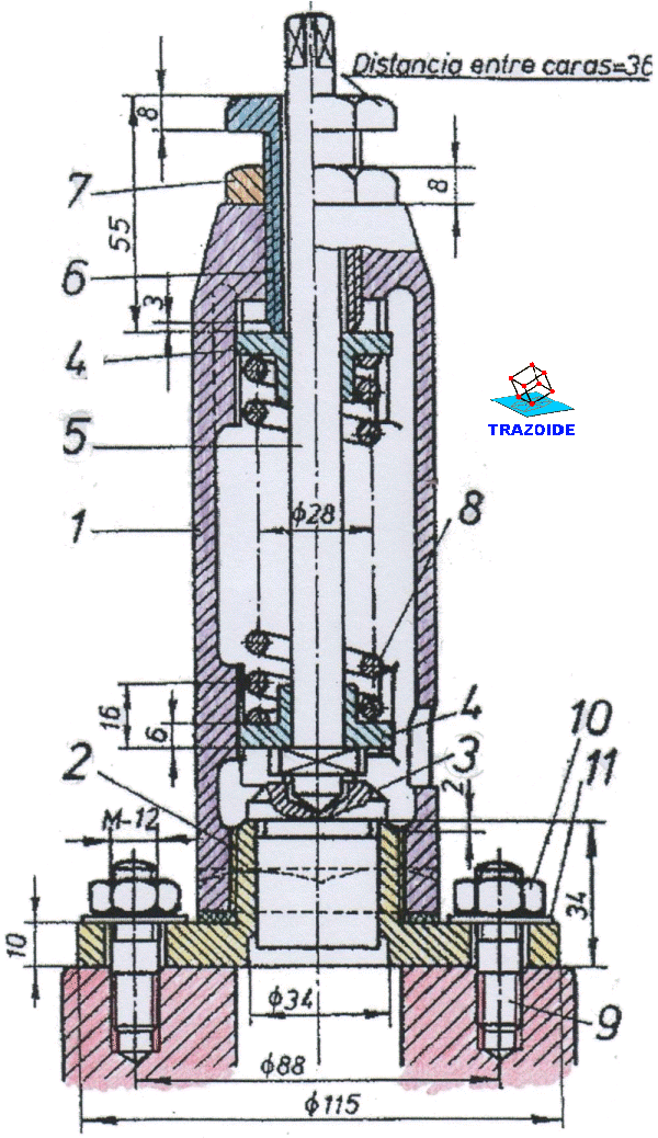 conjunto montado de una valvula de resorte