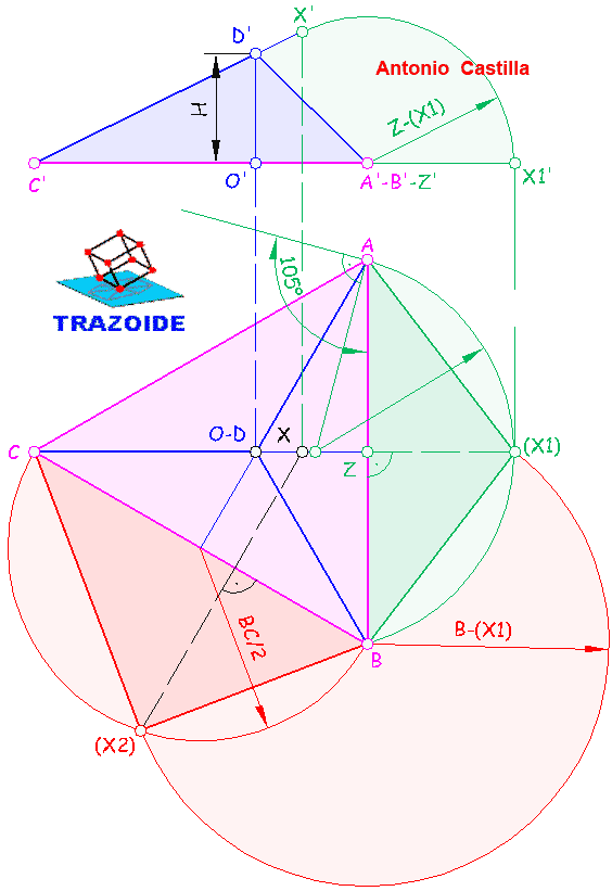 pirámide con ángulos de dos caras laterales