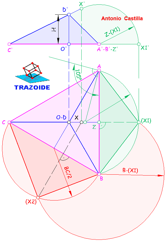 piramide con ángulos de dos caras laterales - angles pyramid with two lateral faces