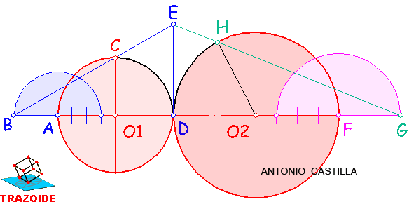 arco girado por dos poleas o engranajes