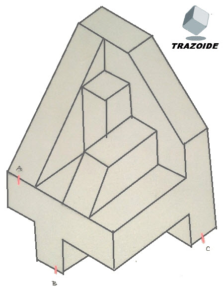 seccion a una pieza en axonométrica libre