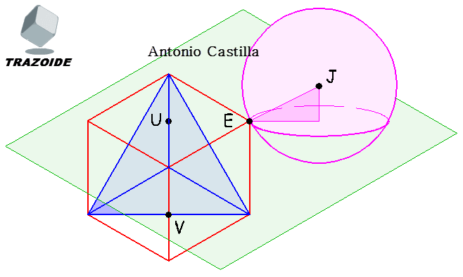 tetraedro inscrito en cubo y tangente a esfera