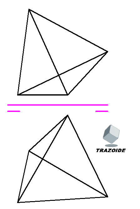 cálculo de partes vistas y ocultas en un tetraedro