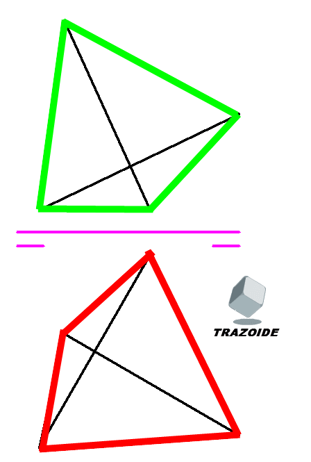 cálculo de partes vistas y ocultas en un tetraedro