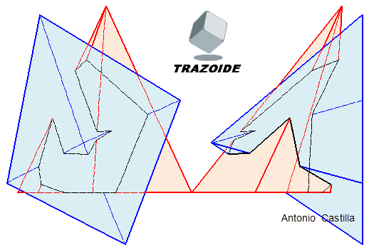 intersección de dos pirámides sin vistas auxiliares